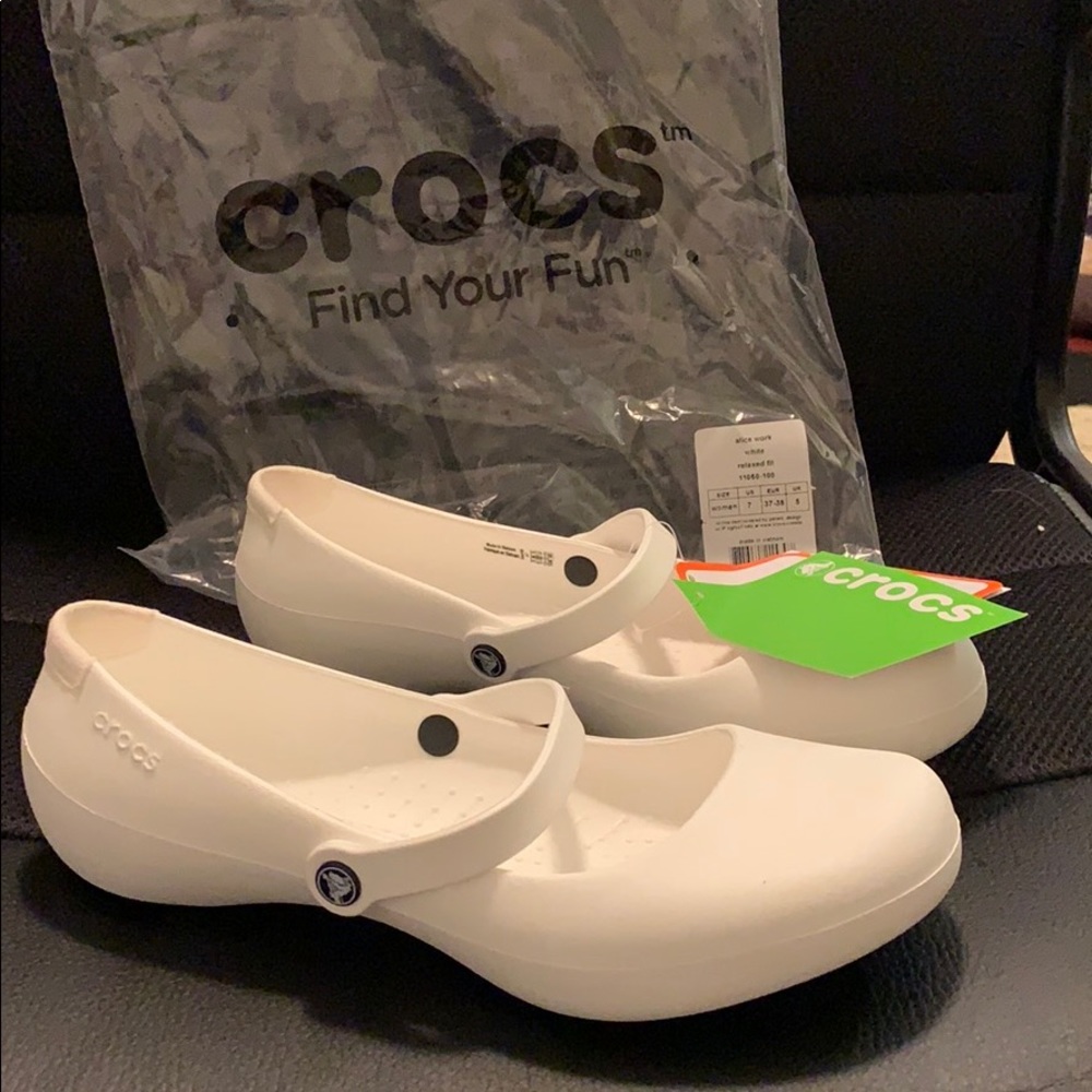 CROCS white Mary Janes. Brand new!